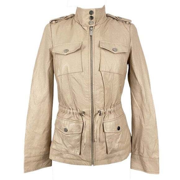 bebe cream leather jacket - Picture 1 of 5